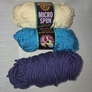 Lot Of (3) Lion Brand Microspun (Discontinued) Yarn